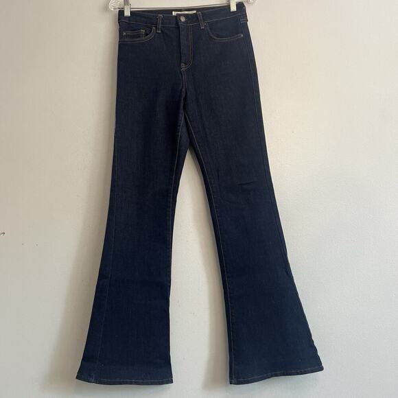 Topshop Moto Womens Tally Flare Jeans Dark Wash Indigo Sz 28 Stretch Dark Wash - Picture 2 of 12